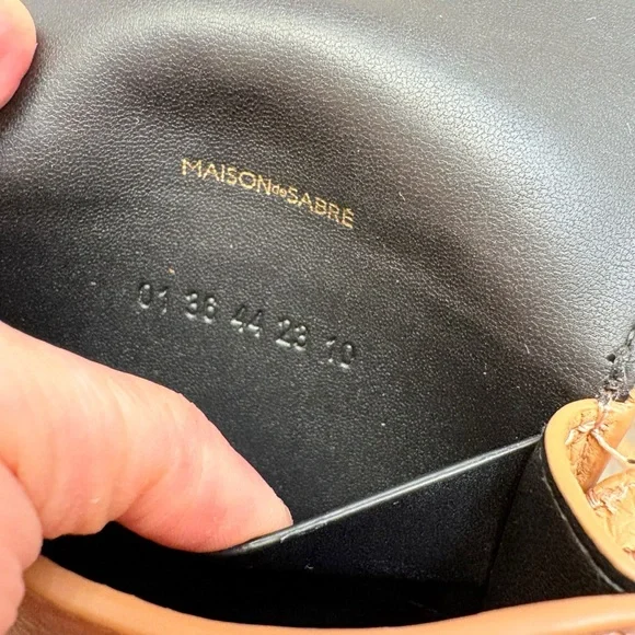 Maison de Sabre Leather Phone Pouch in sandstone brown